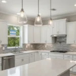 Completed hurricane-ready kitchen remodel in a Florida home with impact windows and custom cabinetry