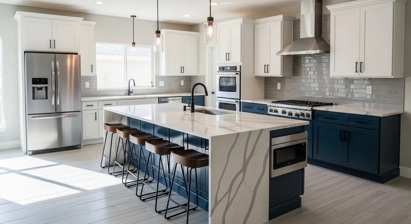 Semi-custom kitchen cabinets installed in a Florida home mid-range remodel