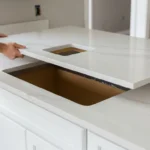 RenoVision fabricator installing quartz countertop with undermount sink in a Palm Beach County Florida kitchen remodel